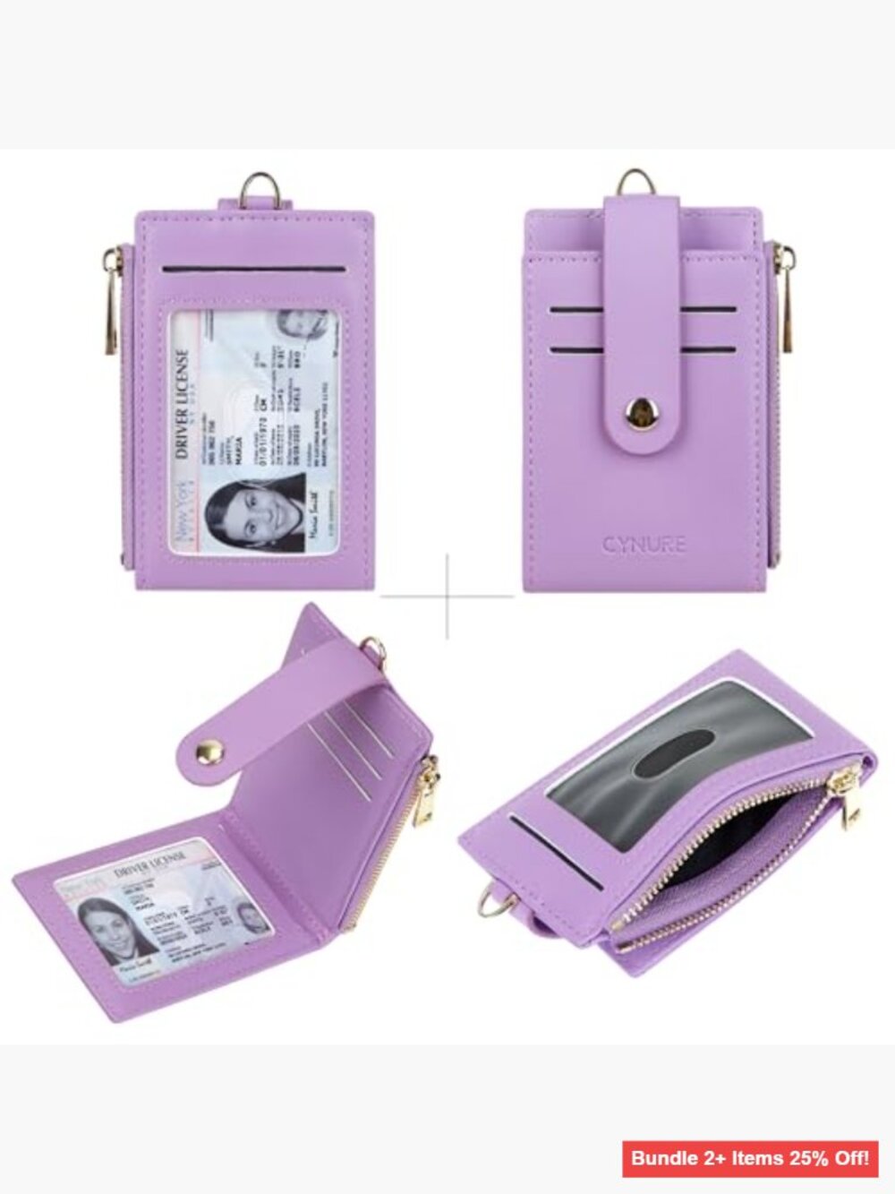 Slim RFID Blocking Card Holder Wallet with Keychain Front Pocket - Picture 3 of 7